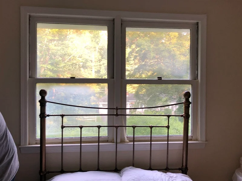 These double hung windows have fogged glass